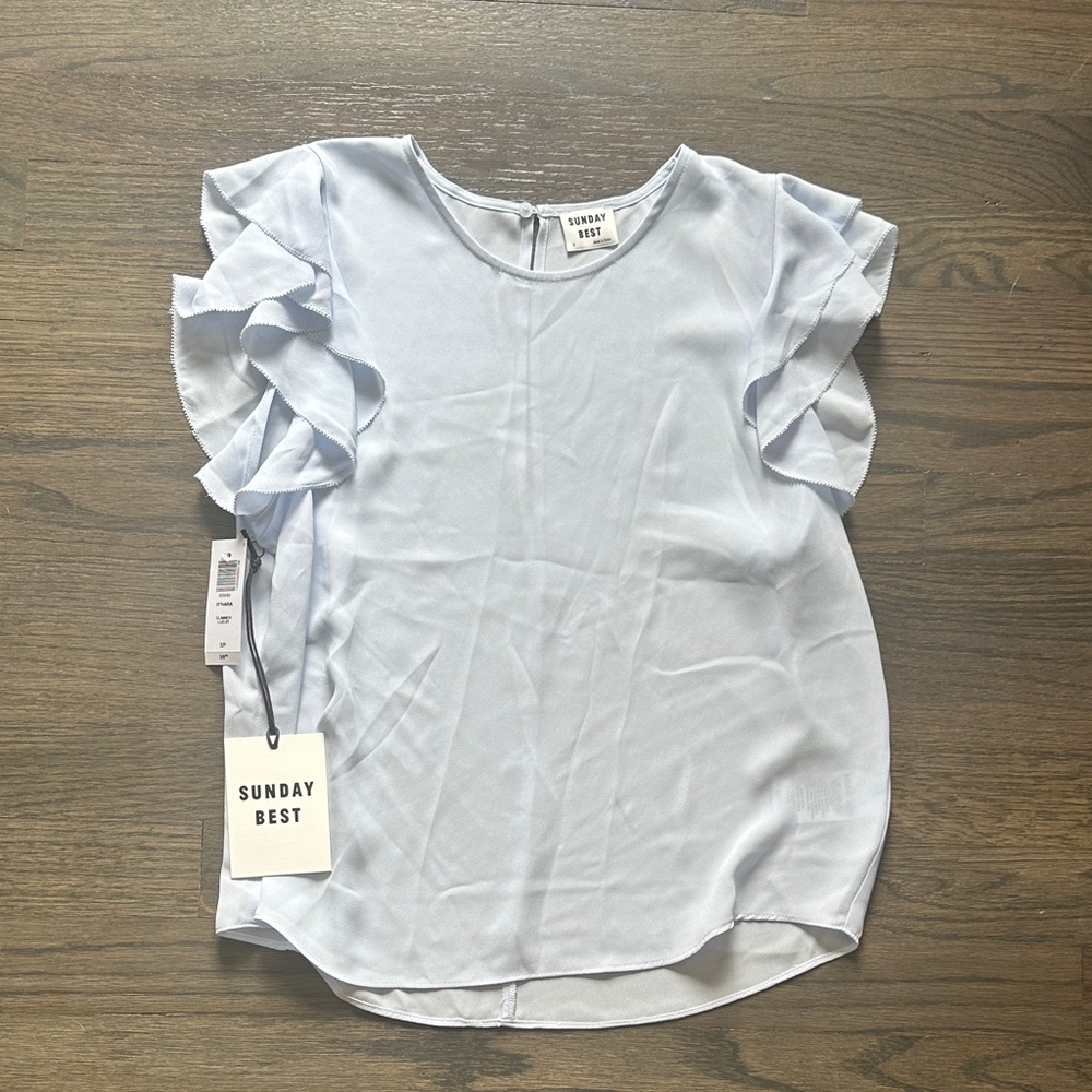 Sunday Best Sky Blue Ruffle Blouse